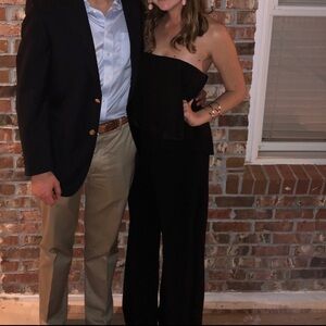 Black Strapless Open Back Jumpsuit